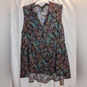 Skull Print Sheer Top Size 1 NWT fr Torrid